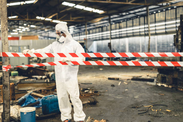 Professional Sewage Cleanup technician working in Plymouth, MA